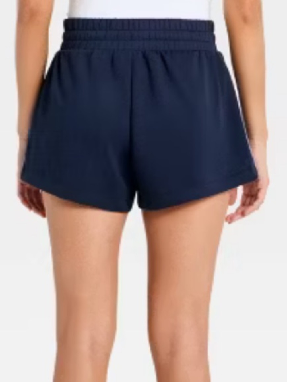 Navy Blue Airy Sleek Pique Drawstring Athletic Shorts - Picture 4 of 7